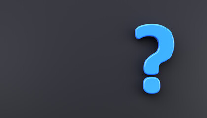 Black background with 3d question symbol. Question mark icon