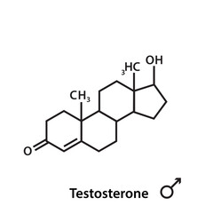 Testosterone structure formula flat style