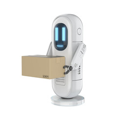 Smart logistic concept with delivery assistant robot send parcel box