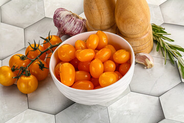 Marinated natural yellow cherry tomato