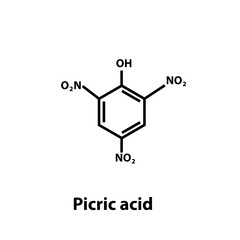 Picric acid structure formula flat style
