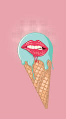 Ice cream cone and lips