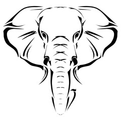 Obraz premium Elephant head tribal illustration. Perfect for tattoos, logos, icons, stickers and website elements with the theme of protected animals, zoos. 