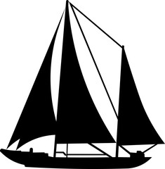 Sailing Boat Silhouette Illustration Vector