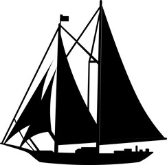 Sailing Boat Silhouette Illustration Vector