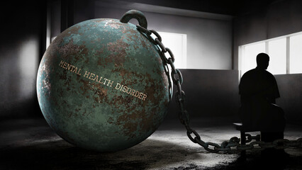 Mental health disorder and intimate, silent and lonely suffering human soul. Separated from the world in it's own pain.,3d illustration