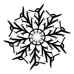 Illustration of snow crystal shape design. Perfect for winter-themed logos, icons, stickers, website elements. 