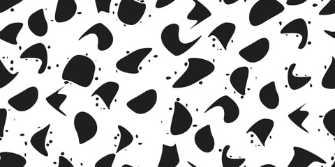 Fototapeta na wymiar Seamless pattern wit abstract forms . Blob shape organic endless fabric pattern. Template for presentation, banner . Fluid shape . Liquid vector textured splats.