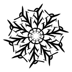 Illustration of snow crystal shape design. Perfect for winter-themed logos, icons, stickers, website elements. 