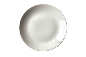 White ceramic plate isolated on transparent background. Generative Ai
