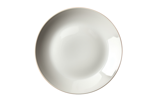 White ceramic plate isolated on transparent background. Generative Ai