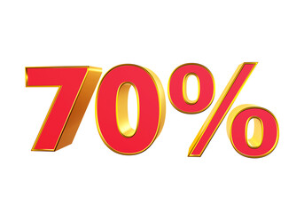70 percent off Red gold 3D text