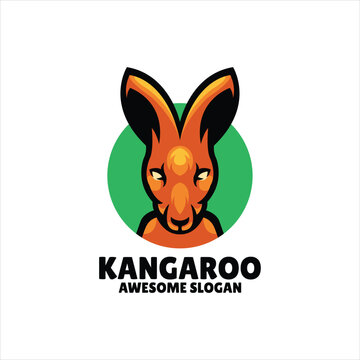 kangaroo head mascot illustration logo design