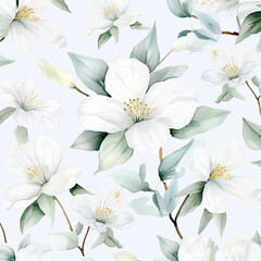white flowers watercolor seamless patterns, watercolor picture of flowers, floral