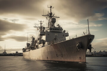 warship on the sea