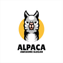 alpaca head mascot illustration logo design