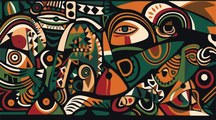 Fototapeta Abstract pattern in native African style. Vector illustration. Traditional African abstract painting obraz