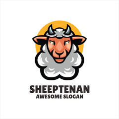 sheep head mascot illustration logo design