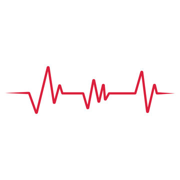 Heartbeat cardiogram icon vector, heart rate flat icon vector illustration in red color isolated on white background, red heartbeat icon vector illustration.