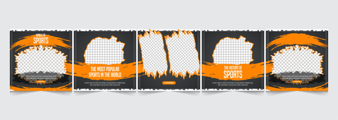 Sports edition instagram carousel template, gym categorized carousel design, vector illustration eps 10