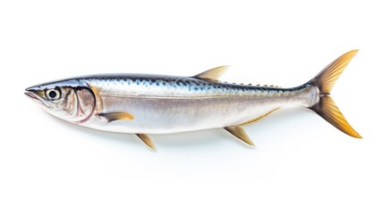 A fresh mackerel fish isolated on white background. Atlantic mackerel fish. Generative Ai