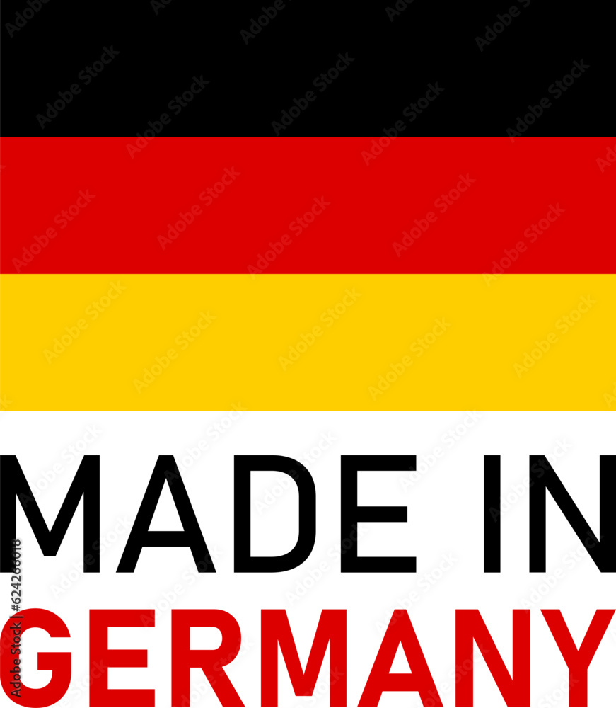 Poster made in germany badge product tag symbol with and text. vector image.