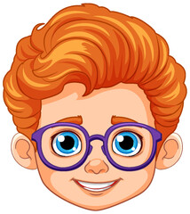 Fototapeta premium Boy Head with Orange Hair and Blue Eyes