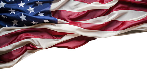 Waving american flag isolated on transparent background