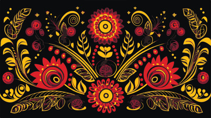Traditional Russian vector seamless pattern in khokhloma style