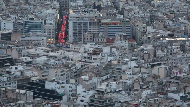 Residential area of central Athens as seen from Lycabettus hill. 
