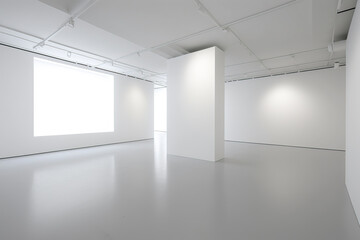 Blank Canvas: Serene White Empty Room or Art Gallery, Inviting Infinite Possibilities and Imagination created with Generative AI technology