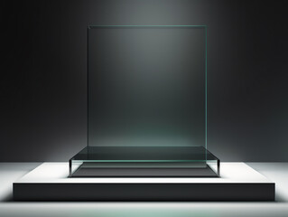 Fototapeta premium Elegantly Minimalist: Polished Metal and Glass Product Podium, Exuding a Sense of Sophistication and Designed for High-End Luxury Brands Generative ai