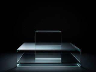 Elegantly Minimalist: Polished Metal and Glass Product Podium, Exuding a Sense of Sophistication and Designed for High-End Luxury Brands Generative ai