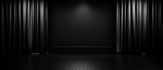 Black background abstract with Gradient in empty room studio