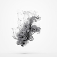 black cloud or smoke on white background created with Generative AI technology