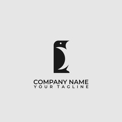 Penguin minimalist geometric flat logo.