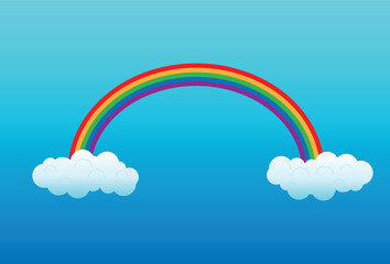 Rainbow bridge. Colorful rainbow and cloud. Illustration Vector Design.