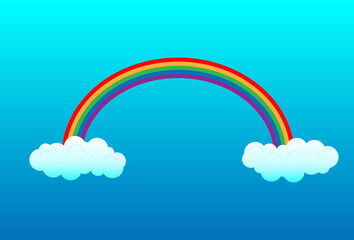 Rainbow bridge. Colorful rainbow and cloud. Illustration Vector Design.