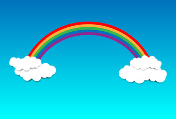 Rainbow bridge. Colorful rainbow and cloud. Illustration Vector Design.