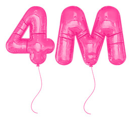 4M Follower Pink Balloon Number