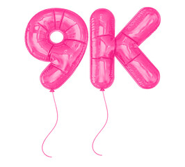 9K Follower Pink Balloon Number