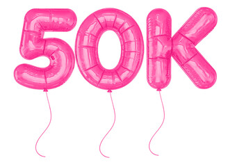 50K Follower Pink Balloon Number