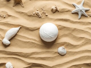 Fototapeta na wymiar blank mockup background shell fragments coral beach.generative ai