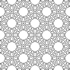 Abstract background with figures from lines. black and white pattern for web page, textures, card, poster, fabric, textile. Monochrome graphic repeating design.