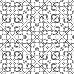 Abstract background with figures from lines. black and white pattern for web page, textures, card, poster, fabric, textile. Monochrome graphic repeating design.