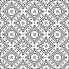 Abstract background with figures from lines. black and white pattern for web page, textures, card, poster, fabric, textile. Monochrome graphic repeating design.