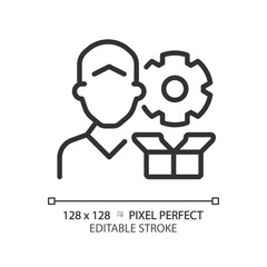 Pixel perfect editable black support icon, isolated vector, product management thin line illustration.