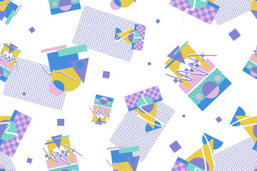 90s seamless pattern colourful memphis style retro background or retro 80s wallpaper vector_63