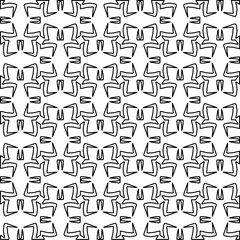 Abstract background with figures from lines. black and white pattern for web page, textures, card, poster, fabric, textile. Monochrome graphic repeating design.