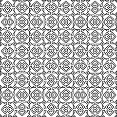 Abstract background with figures from lines. black and white pattern for web page, textures, card, poster, fabric, textile. Monochrome graphic repeating design.